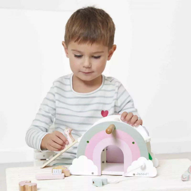 Janod Wooden Unicorn House Playset su 5 priedais, 18m+