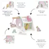 Janod Wooden Unicorn House Playset su 5 priedais, 18m+