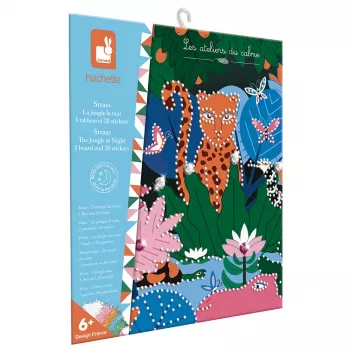 Janod Glow-in-the-Dark Crystal Mosaic Craft Kit - Night Jungle - Kūrybinis rinkinys vaikams nuo 6 metų