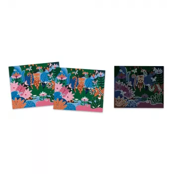 Janod Glow-in-the-Dark Crystal Mosaic Craft Kit - Night Jungle - Kūrybinis rinkinys vaikams nuo 6 metų
