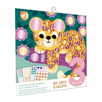 Janod My Arts & Crafts 3+ Creative Sticker Art Kit su metalizuotais apvaliais lipdukais
