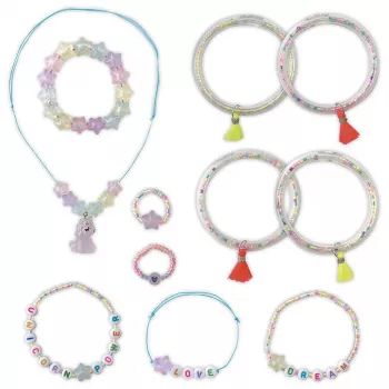Janod Fluorescent Beads Jewellery Making Kit vaikams nuo 6 metų