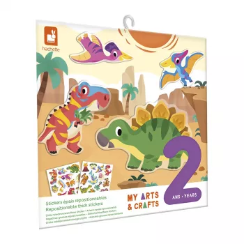 Janod My Arts & Crafts Dinozaurų daugkartinių lipdukų rinkinys mažiems vaikams nuo 2 metų