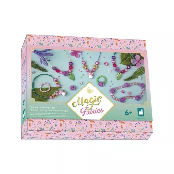 Janod Magic Fairies Juvelyrinių dirbinių gamybos rinkinys su medine dėžute, daugiau nei 400 karoliukų, 6+ metai