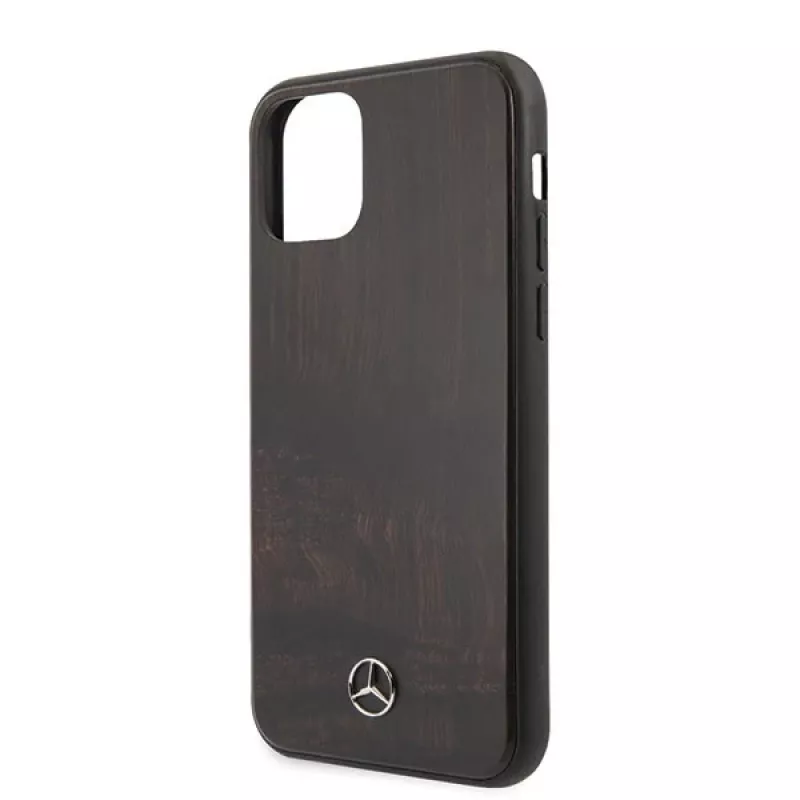 Mercedes-Benz Wood Line Rosewood Hard Case, skirta Apple iPhone 11 Pro Max - Ruda