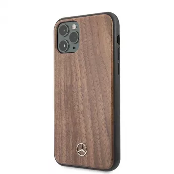 Mercedes-Benz Wood Line Walnut Hard Case, skirta Apple iPhone 11 Pro Max - ruda