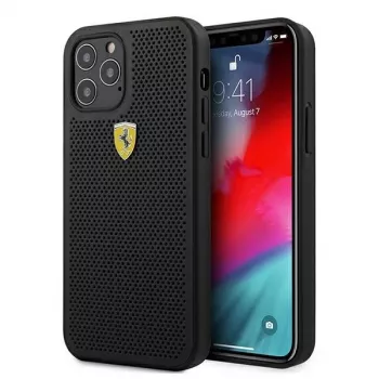 Ferrari FESPEHCP12MBK iPhone 12/12 Pro 6,1 colio juodas kietasis dėklas „On Track Perforated“