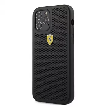 Ferrari FESPEHCP12MBK iPhone 12/12 Pro 6,1 colio juodas kietasis dėklas „On Track Perforated“