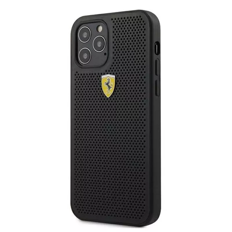 Ferrari FESPEHCP12LBK iPhone 12 Pro Max 6,7 inch Black Hard Case On Track Perforated