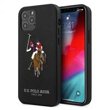 U.S. POLO ASSN. USHCP12MPUGFLBK iPhone 12/12 Pro 6.1 Black Polo Embroidery Collection Back Cover