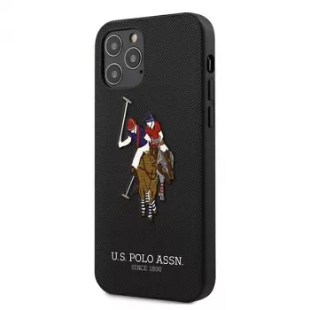 U.S. POLO ASSN. USHCP12MPUGFLBK iPhone 12/12 Pro 6.1 Black Polo Embroidery Collection Back Cover