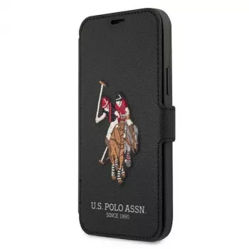 U.S. POLO ASSN. Polo Embroidery Collection Book Case, iPhone 12/12 Pro 6,1 inch, juoda