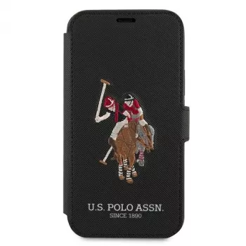 U.S. POLO ASSN. Polo Embroidery Collection Book Case, iPhone 12/12 Pro 6,1 inch, juoda