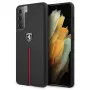 Ferrari FEOSIHCS21SBK Off Track Leather Nylon Stripe Hard Case, skirta Samsung Galaxy S21 (G991) – juoda