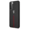 Ferrari FEOSIHCS21SBK Off Track Leather Nylon Stripe Hard Case, skirta Samsung Galaxy S21 (G991) – juoda