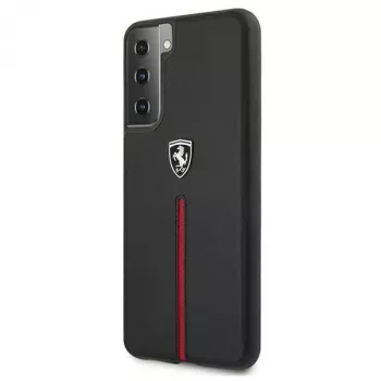 Ferrari FEOSIHCS21SBK Off Track Leather Nylon Stripe Hard Case, skirta Samsung Galaxy S21 (G991) – juoda