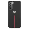 Ferrari FEOSIHCS21SBK Off Track Leather Nylon Stripe Hard Case, skirta Samsung Galaxy S21 (G991) – juoda