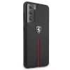 Ferrari FEOSIHCS21SBK Off Track Leather Nylon Stripe Hard Case, skirta Samsung Galaxy S21 (G991) – juoda