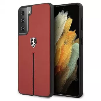 Ferrari FEOSIHCS21MRE S21+ G996 Red Hard Case Off Track Leather Nylon Stripe, skirta Samsung Galaxy S21+
