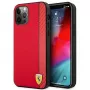 Ferrari FESAXHCP12LRE iPhone 12 Pro Max 6,7 colio raudonas kietas dėklas On Track Carbon Stripe