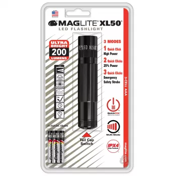 MAGLITE XL50 LED žibintuvėlis, 200 liumenų, juodas