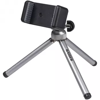 Kaiser Smartphone Tripod 6016 – kompaktiškas aliuminio/plastiko trikojis su rutuline galvute ir išmaniojo telefono laikikliu, juodas/sidabrinis