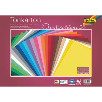 Folia Photo Cardboard Special Edition 25 Assorted Colors 220 g/m² 50 Sheets A4