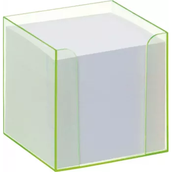 Folia 9907/4 Užrašų dėžutė su fluorescenciniu žaliu kraštu ir popieriaus kubeliu