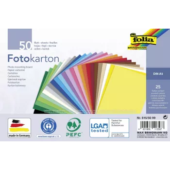 Folia Fotokarton Assorted Colors 300 g/m² 50 Sheets A4 Foto kartonas