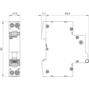 Siemens 5SV6016-7KK16 Lanko gedimų aptikimo įtaisas (AFDD) su automatiniu jungikliu C16 2-polių 230V 1TE