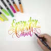 Tombow ABT-6P-4 Dual Brush Pen Set - 6 rašiklių rinkinys su smulkiu ir šepetėlio antgaliu, įvairiaspalviai, apvalūs
