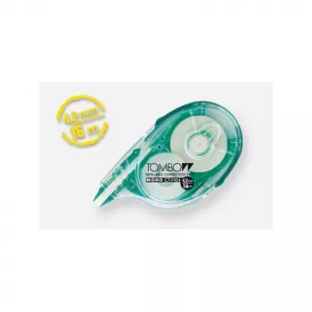 Tombow MONO YXE korekcinis volelis – žalias/skaidrus – 16 m x 4,2 mm – lizdinė pakuotė