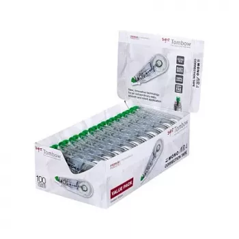 Tombow CT-CA4-20 MONO CA korekcinis volelis – balta juosta 10 m x 4,2 mm, žalias/skaidrus dozatorius, 20 vnt.