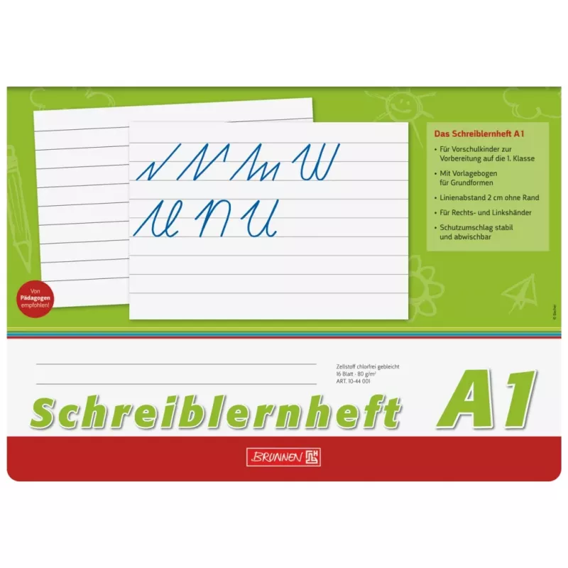 BRUNNEN Schreiblernheft A4q 16 lapų, linijinis be paraštės - A1