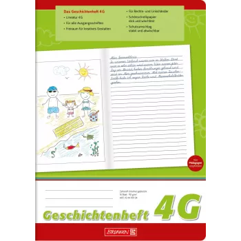 BRUNNEN Geschichtenheft A4 Lineatur 4G 16 Sheets sąsiuvinis