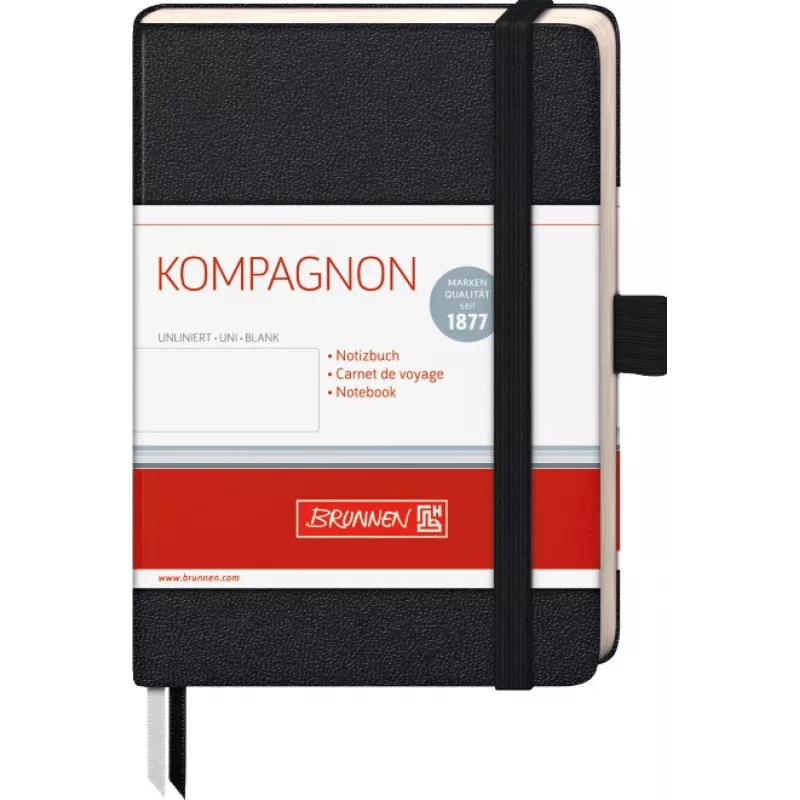 BRUNNEN KOMPAGNON Užrašinė A6 Blank 192 psl. Kietas Viršelis Juoda