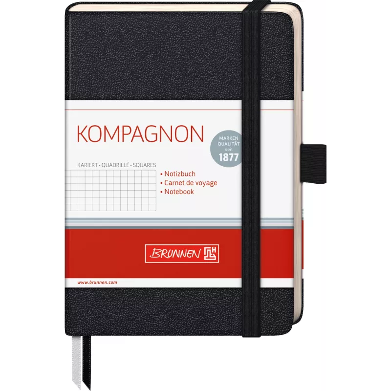 BRUNNEN KOMPAGNON Užrašinė A6 languota juoda 96 lapų siūlais siūta