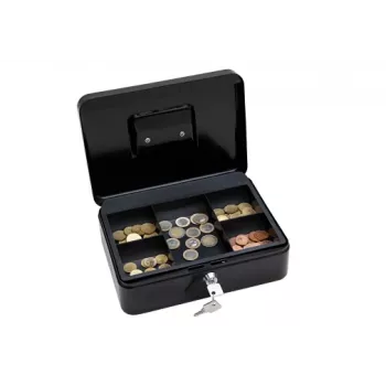 WEDO Size 3 Cash Box – plieninė kasos dėžutė, juoda milteliniu dažymu