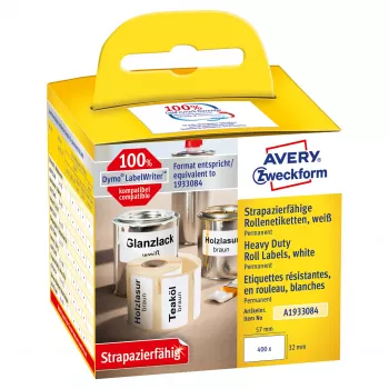 Avery Zweckform Etiketės ant ritinėlio – nuolatiniai klijai – baltos – 57 x 32 mm – 400 etikečių (1 ritinėlis x 400)