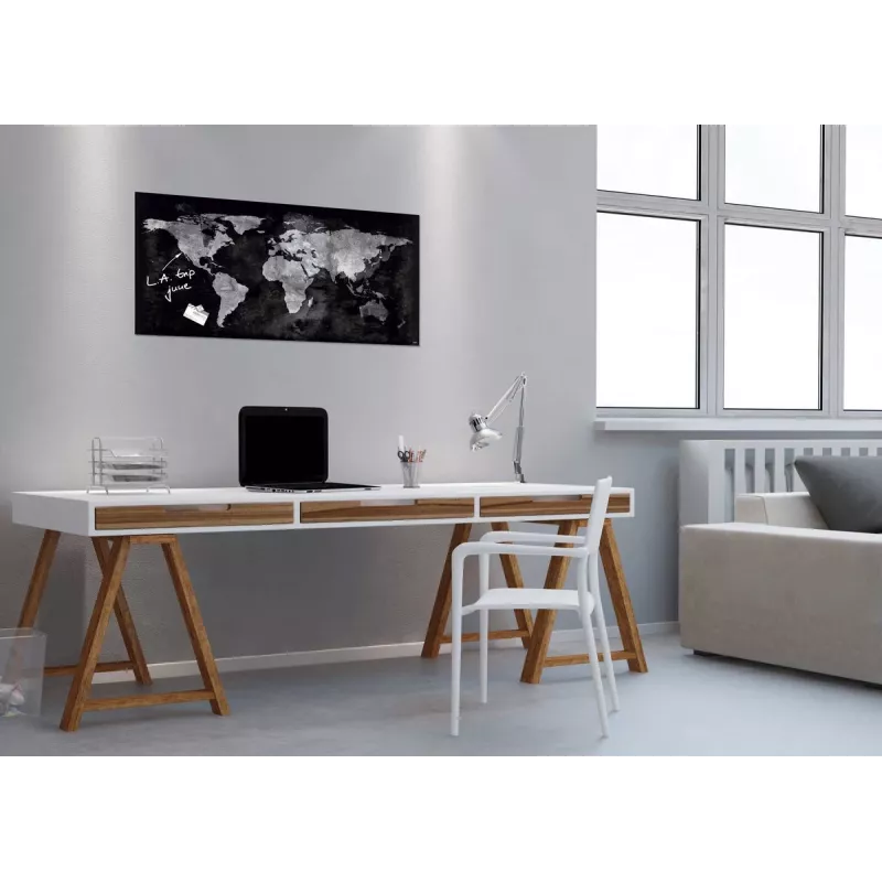 SIGEL GL270 Stiklinė magnetinė lenta 910 x 460 mm, superbalta, berėmė, su 2 magnetais ir markeriu