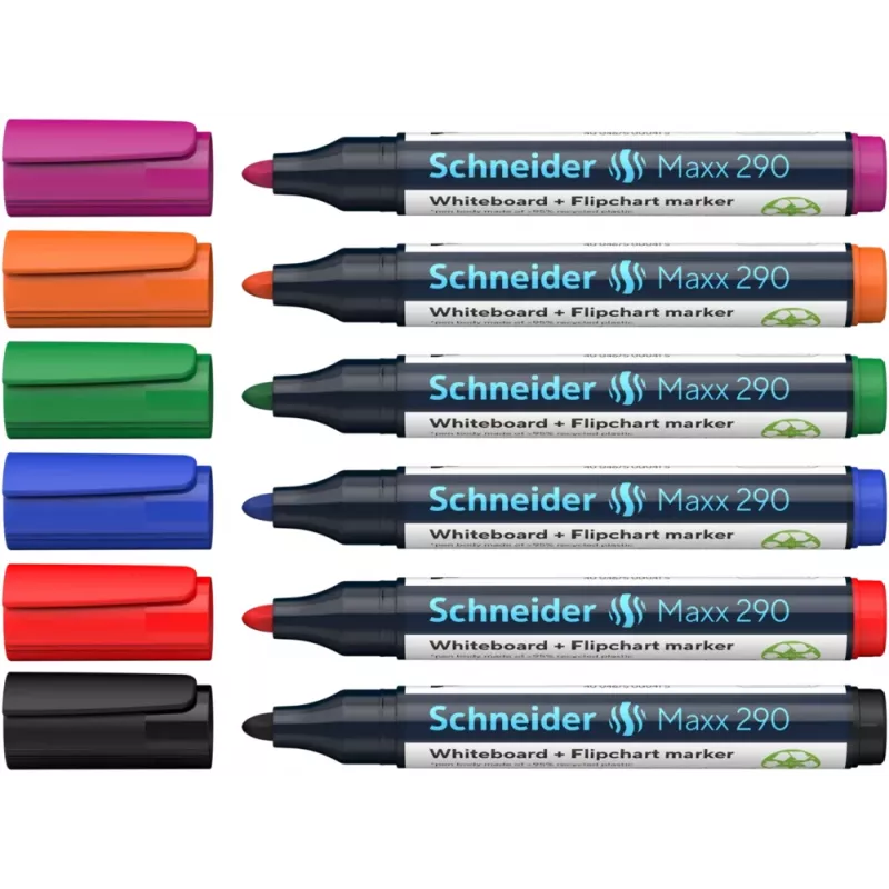 Schneider Maxx 290 Whiteboard and Flipchart Marker Set of 6 Assorted Colours 2,0 - 3,0 mm