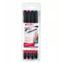 EDDING 141 F Permanent Marker Set - Fine Tip 0,6 mm - Black, Blue, Green, Red - 4 Markers
