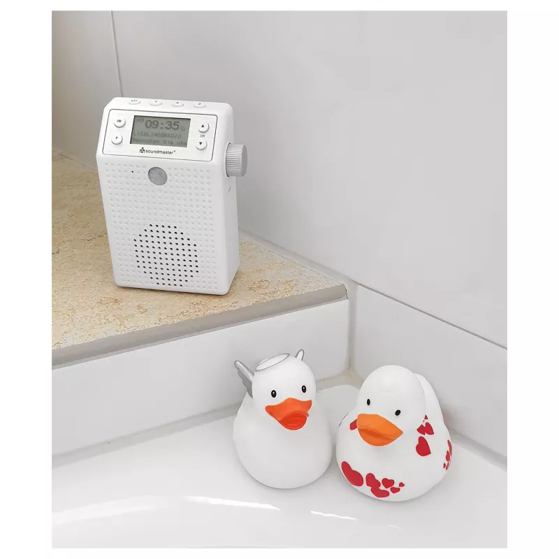 Soundmaster DAB60WE sieninis radijo imtuvas DAB+, FM, Bluetooth, USB laisvų rankų funkcija, atsparus vandens purslams, baltas
