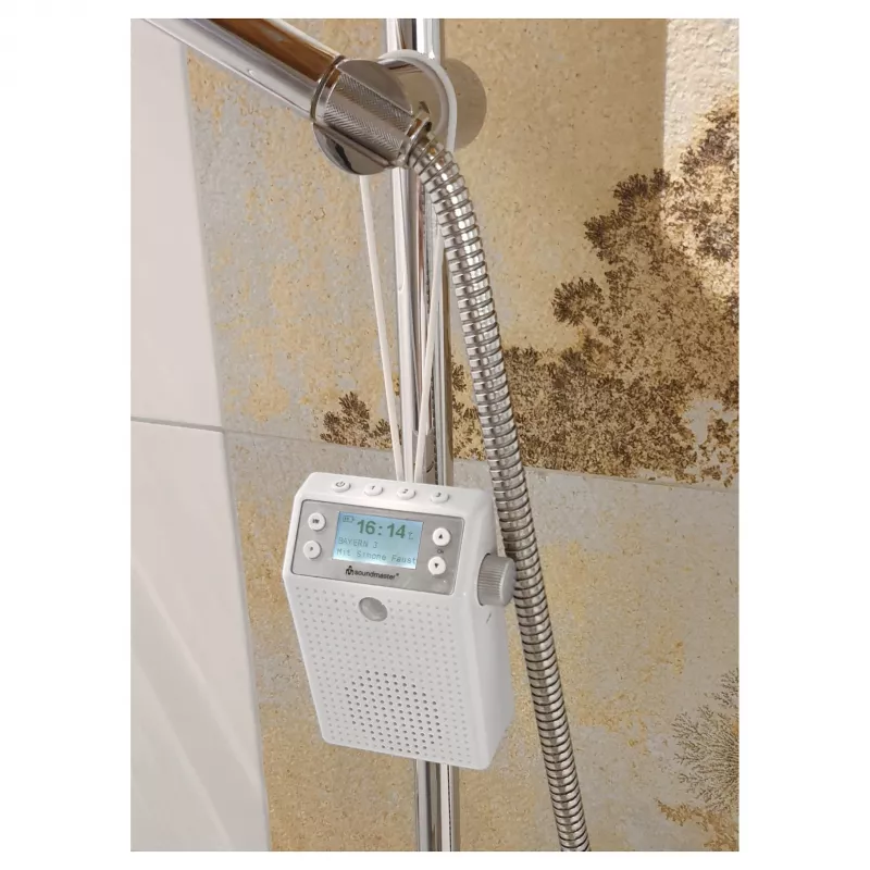 Soundmaster DAB60WE sieninis radijo imtuvas DAB+, FM, Bluetooth, USB laisvų rankų funkcija, atsparus vandens purslams, baltas