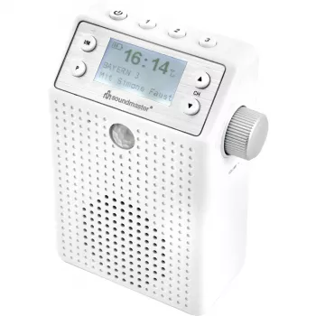 Soundmaster DAB60WE sieninis radijo imtuvas DAB+, FM, Bluetooth, USB laisvų rankų funkcija, atsparus vandens purslams, baltas