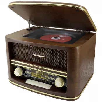 Stalinis radijo imtuvas Soundmaster NR961 su DAB+, FM, AUX, USB, CD, Bluetooth ir nuotolinio valdymo pultu, ruda spalva