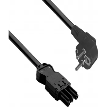 HELOS Power Connection Cable GST18 Compatible CEE 7/7 90° Angled Male to Female 3,0m Black