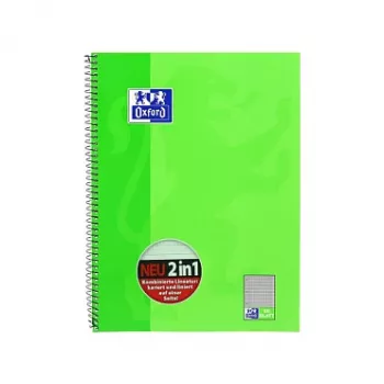 Oxford Office Essentials A4 90 g/m² Ruled Notebook Green Twin-Wire Spiral Binding 100 Sheets