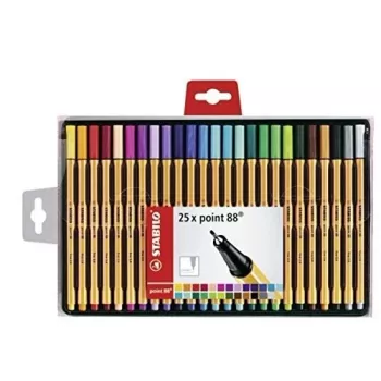 STABILO point 88 Fineliner rašiklių rinkinys – 30 spalvų, 0,4 mm, metalinis antgalis, vandens pagrindo rašalas | Kur.lt