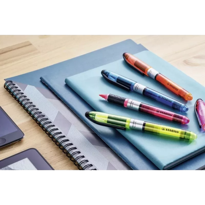 STABILO Navigator Highlighter - 10 komplektas - Mėlyna - Smailusis antgalis - 1 mm / 4 mm linijos plotis - Vandens pagrindo rašalas - Plastikas